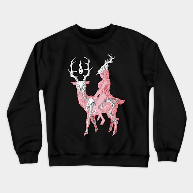 Lady on a deer Crewneck Sweatshirt by BRAVE CREATION